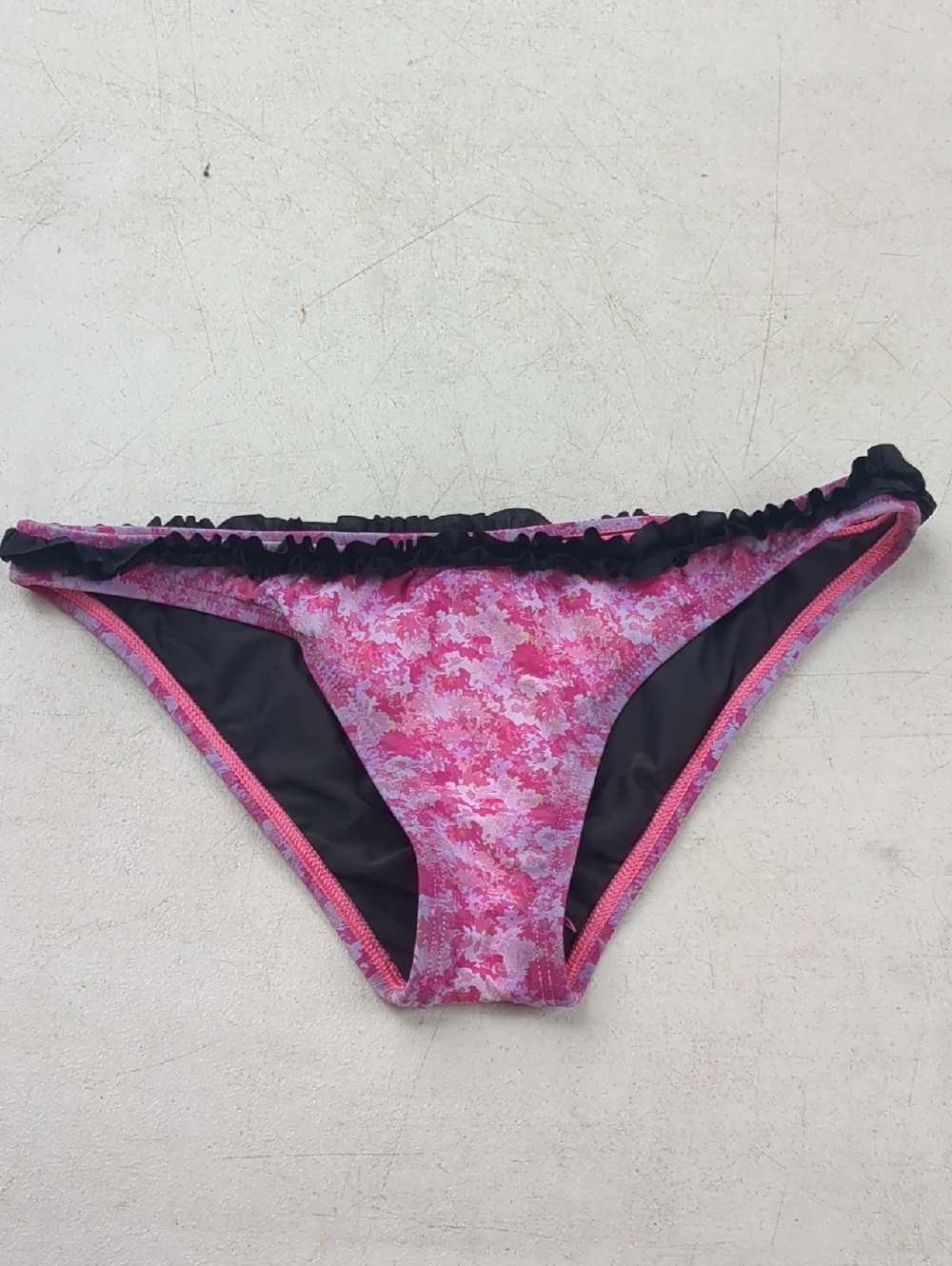 Tavik Pink Floral Bikini Bottoms with Black Trim